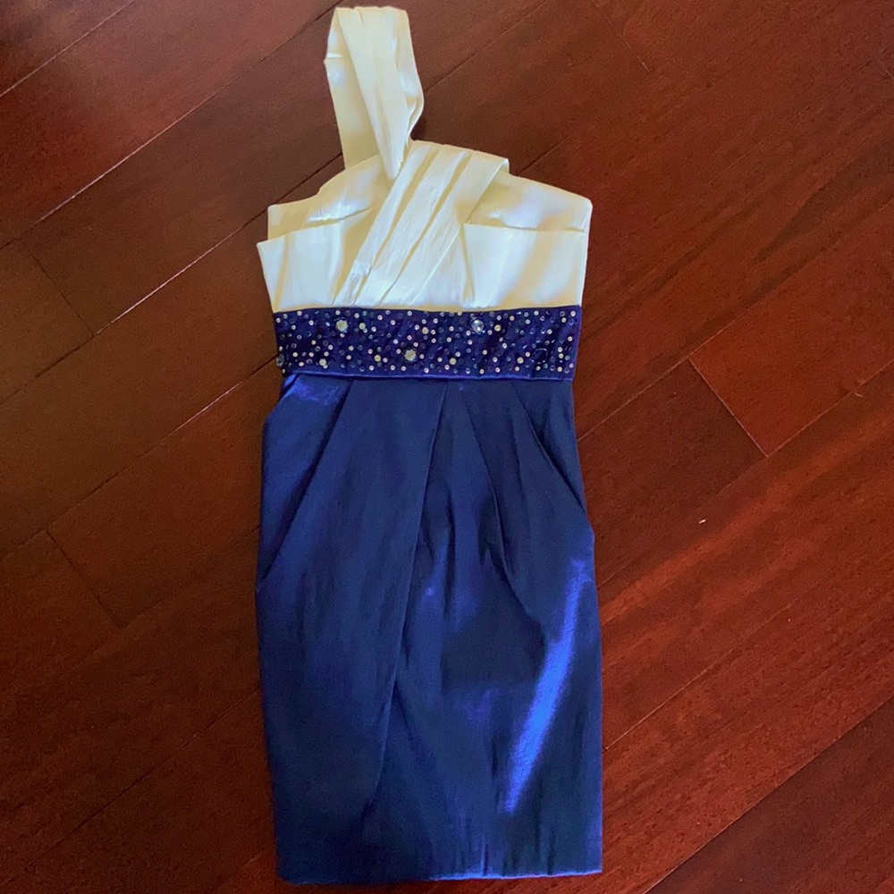 One shoulder beaded cocktail dress